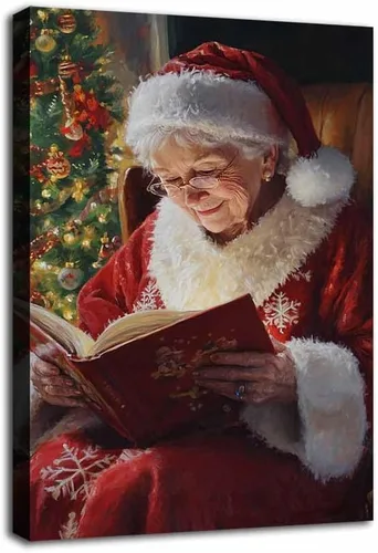 Vista 23 de NTEUMM Póster de lienzo con diseño de reno y abrazo de Papá Noel, arte de pared de Papá Noel, fotos de Navidad, regalo de Navidad, decoración