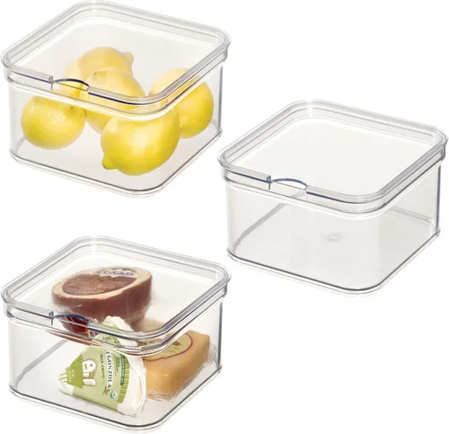 Vista 9 de iDesign Stackable Fridge Organizer Bins with Lids for Fresh Produce - Set of 6 - Clear