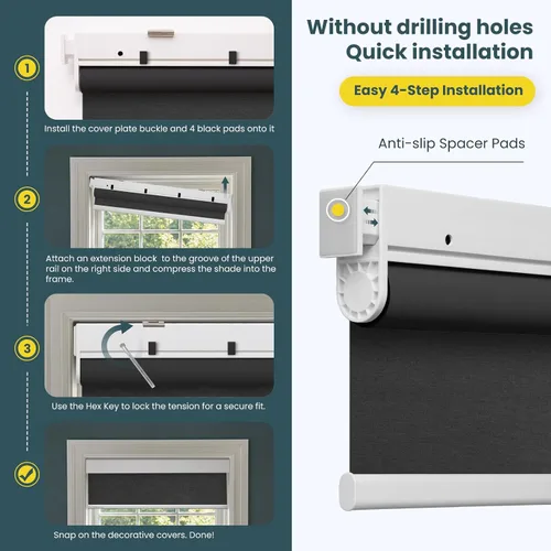 Vista 3 de Persianas motorizadas sin taladro, persianas automáticas para ventanas, persianas enrollables eléctricas con control remoto, persianas inteligentes