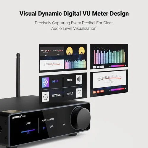 Vista 4 de AIYIMA Amplificador estéreo Bluetooth A80 TPA3255, PFFB y medidor digital