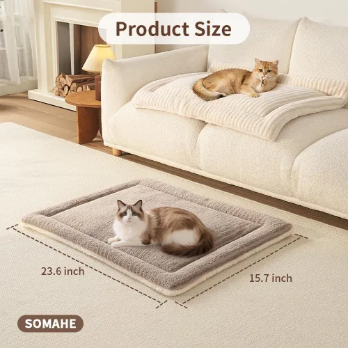 Vista 3 de SOMAHE Tapete de cama autocalentable para gatos, 1.5 pulgadas de grosor Café