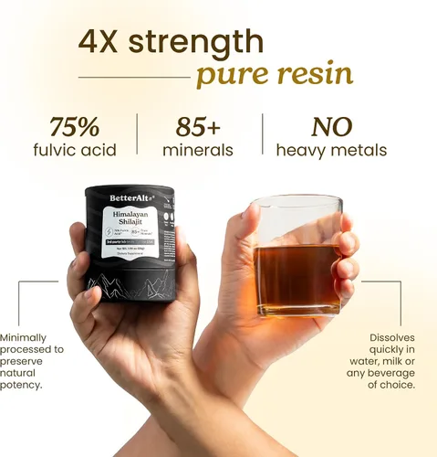 Vista 4 de Better Alt Paquete de 1 resina Shilajit pura del Himalaya, 75 porciones de grado dorado de alta potencia para impulso de energía y apoyo