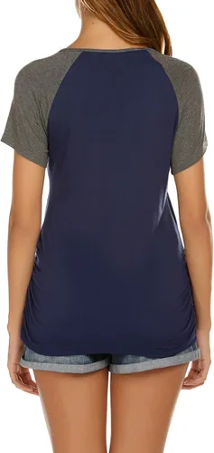 Vista 5 de Ekouaer - Camisa de maternidad para mujer con estampado divertido y manga corta diseño de raglán