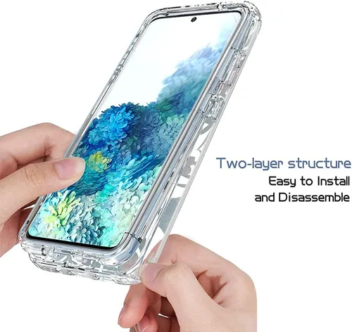 Vista 4 de Funda para Galaxy S20 5G de 6.2 pulgadas (no compatible con S20 FE), para Samsung S20 Clear Case, TPU 360 cuerpo completo a prueba de golpes híbrido