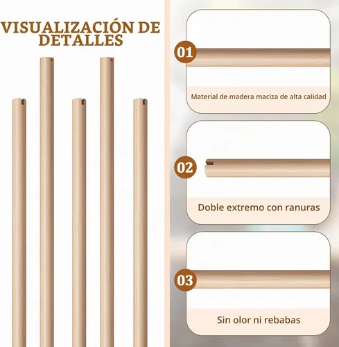 Vista 3 de Sintuff 8 perchas para pájaros para accesorios de jaulas, varillas de madera de repuesto con ranuras de doble cabeza, soporte de madera natural