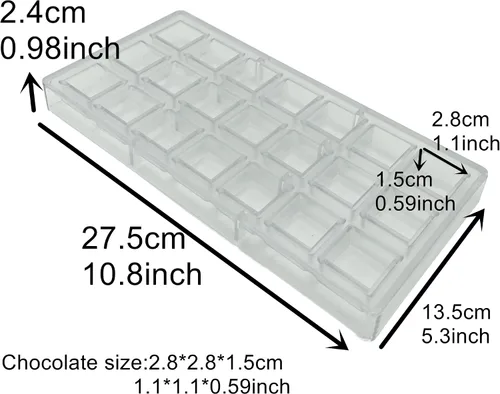 Vista 2 de Molde Cuadrado para Hacer Chocolate de Policarbonato Molde DIY de Chocolate 21 Cavidades Moldes para Dulces y Cubitos de Hielo