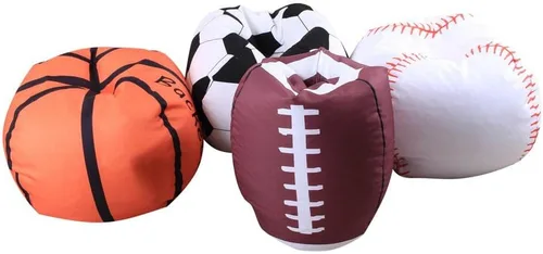 Vista 4 de KENANLAN Puf de fútbol para niños, puf de almacenamiento para niños, puf de 18 pulgadas con cremallera, para juego de juguetes de felpa (baloncesto)