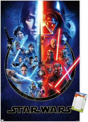 Vista 12 de Trends International Star Wars: Saga - Póster de pared Skywalker Saga, 22.4 pulgadas de largo x 14.7 pulgadas, versión enmarcada de madera de granero