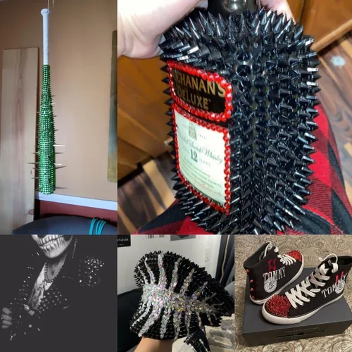 Vista 5 de 1 yarda para coser en punta, cono plano, punk, moldura de malla