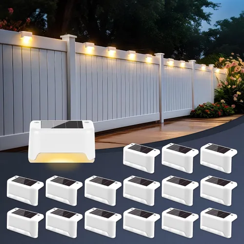 Vista 8 de SOLPEX - Luces solares para cubierta al aire libre, impermeables, paquete de 12 unidades, luces LED para escalones, terraza, vallas, patios