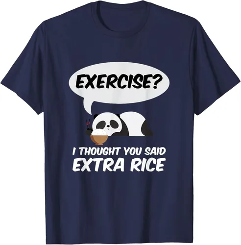 Vista 51 de ¿Ejercicio? I Thought You Said Extra Rice Panda Gift T-Shirt, Negro, S