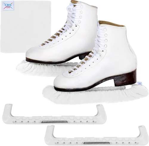Vista 17 de CRS Cross - Juego de regalo de protectores de patines sobre hielo, guardas de tela y toallas, cubiertas suaves para cuchillas de patinaje artístico