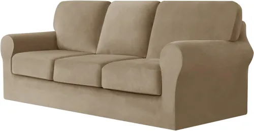 Vista 40 de UNBBRRL Fundas de sofá de 3 piezas para sofá, funda de terciopelo elástico para sillón con 1 funda de cojín de asiento y 1 funda de respaldo