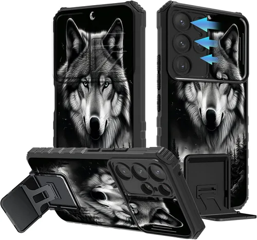 Vista 21 de Funda para Samsung Galaxy A13 5G/4G/A04S, Galaxy A13 5G con cubierta de cámara deslizante, funda de doble capa integrada con función atril