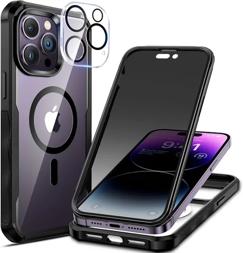 Vista 54 de seacosmo para iPhone Air Funda, Carcasa Completa con Protector de Privacidad de Vidrio Templado 9H Integrado y Protector de Lente de Cámara