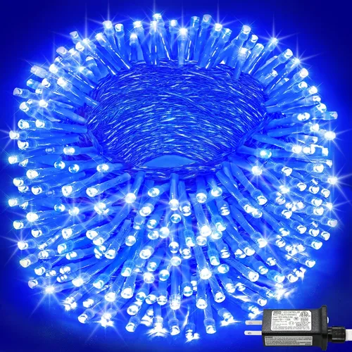 Vista 12 de Tira de 200 luces LED de 66 pies para exteriores, luces de Navidad conectables para interiores, cable transparente, impermeable, 8 modos de luces