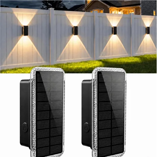 Vista 16 de vighep Paquete de 8 luces solares para valla al aire libre, luces de pared Negro