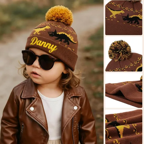 Vista 6 de Gorros personalizados de dinosaurio para bebé, sombrero personalizado para niños, sombrero bordado con nombre para niño y niña