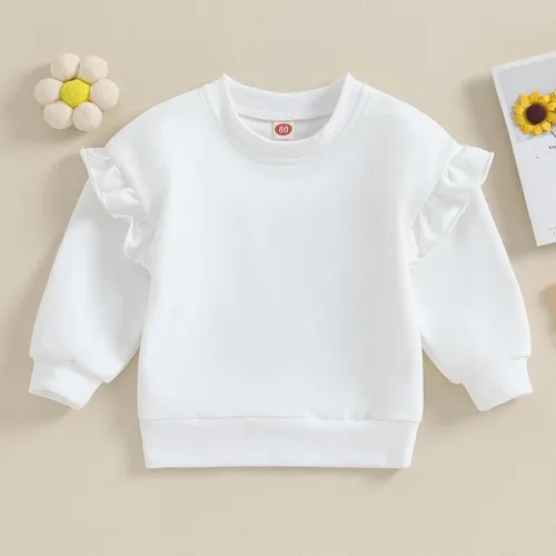 Vista 16 de Sudadera unisex de algodón de color sólido para bebé, camiseta de manga larga con cuello redondo