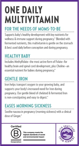 Vista 7 de New Chapter Vitaminas prenatales multivitamínico prenatal con metilfolato + colina para mamá saludable bebé, uno diario, 30