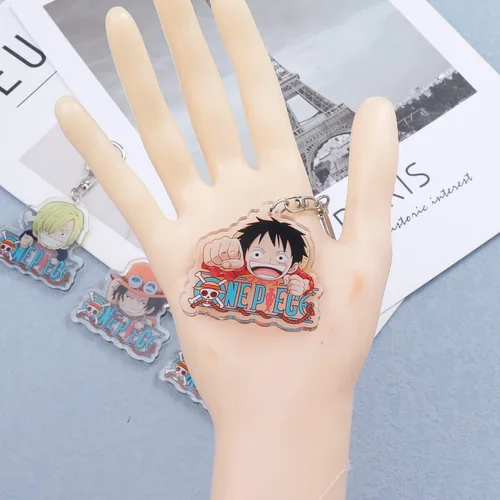 Vista 7 de G-Ahora 9pcs Anime Keychain Set Luffy Keychains Anime Cosplay Key Ring Gift for Anime Lover