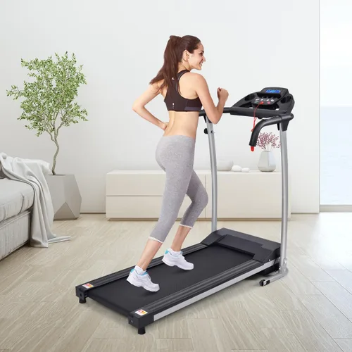 Vista 9 de Goplus Foldable Treadmill, Freestanding Portable Treadmill with 12 Preset Programs, LCD Monitor, Built-in Wheels & Pulse Sensor, Folding Compact