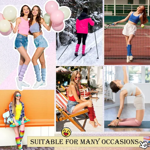 Vista 7 de Pleneal Leg Warmers for Women - Leg Warmers 80s Ribbed Knitted leg warmers y2k for Yoga Party Sports Fashion Accessories