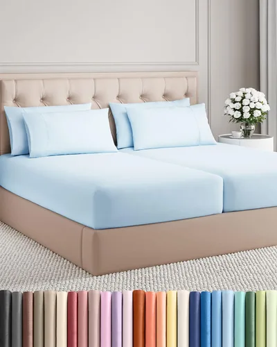 Vista 106 de Juego de sábanas Twin de 4 piezas - Cómodo, transpirable y refrescante - Juego de ropa de cama de lujo de hotel ultrasuave con bolsillos profundos