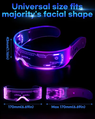 Vista 5 de Gafas de visera LED iluminadas, Alta tecnología+panal