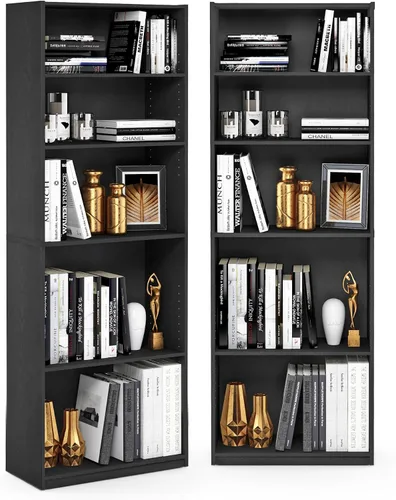 Vista 24 de Furinno Estantería básica para libros, moderna de 3 niveles, estantería con estantes abiertos, 9.3 x 21.8 x 39.5 pulgadas, para sala de estar Roble