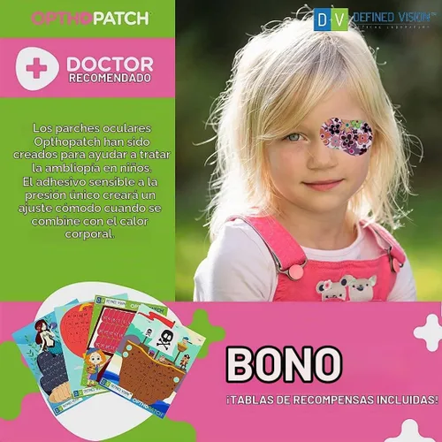 Vista 6 de Opthopatch Defined Vision - Parches para ojos para niños, diseño divertido para niñas [Serie II], 90 + 10 vendajes adhesivos de algodón