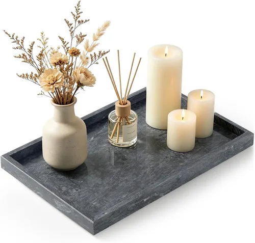 Vista 17 de Bandeja de mármol natural real para baño, tocador, cocina y escritorio, bandeja rectangular de piedra de mármol genuino para joyas, cosméticos