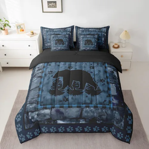Vista 46 de Feelyou Juego de edredón de ciervo con sábanas – Tamaño Queen 7 piezas Juego de ropa de cama infantil de caza rústica – Cama de ciervo de cabaña