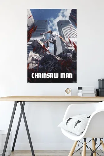 Vista 4 de Chainsaw Man - Póster de pared de arte clave, 34 pulgadas de largo x 22.4 pulgadas de ancho, versión sin marco
