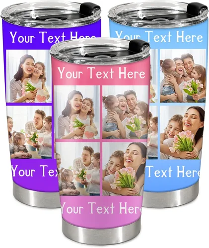 Vista 22 de Taza personalizada con foto y texto para hombres y mujeres, regalo para papá, mamá, familias y amigos, taza de viaje con foto e imagen