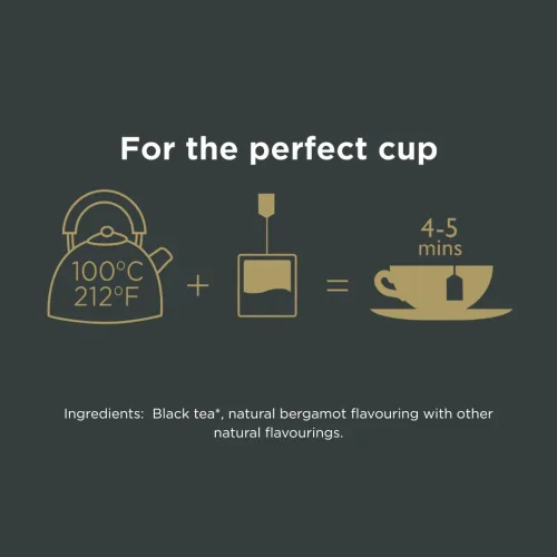 Vista 6 de Taylors of Harrogate Earl Grey, Té Negro, Bolsas Envueltas Individualmente, 100 Unidades (Paquete de 1), Fragante, Delicado y Ligero, Con Cafeína