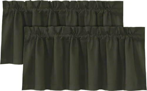 Vista 32 de H.VERSAILTEX Cenefas de cortina 100% opacas para ventanas, 2 paneles con aislamiento térmico, bolsillo para barra, pequeña cenefa corta para cocina