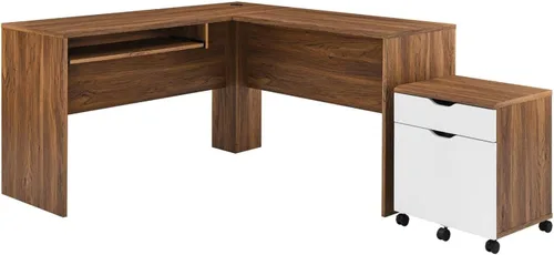 Vista 10 de Modway Envision Mid-Century Modern, archivador, color blanco nogal