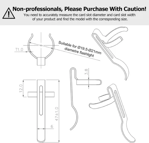 Vista 3 de Paquete de 10 linternas B101 – Clip duradero de acero inoxidable para bolígrafo y clip para tapa, cómodo de llevar B101X10