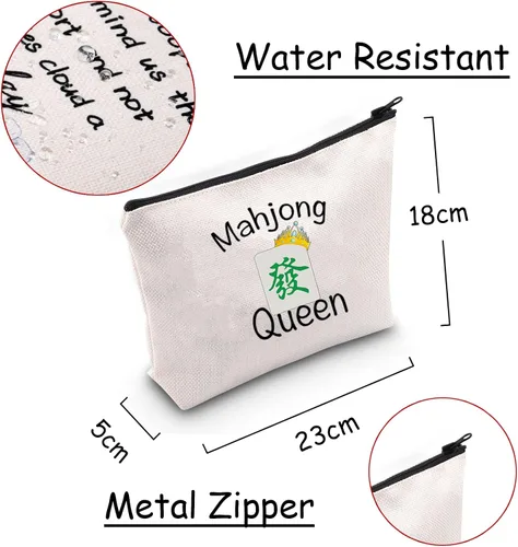 Vista 2 de JXGZSO Mahjong Queen Lucky Bag Game Tiles Travel Storage Mahjong Juego de mesa con cremallera, regalo para los amantes de Mahjong, Reina de Mahjong