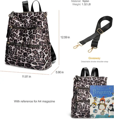 Vista 7 de AO ALI VICTORY Mochila de nailon para mujer, bolso de mano y bolso de hombro, bolsas escolares antirrobo, bolsos de viaje casuales