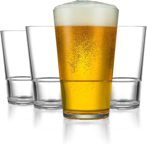 Vista 7 de Drinique CAL-PT-CLR-4 Caliber Pint Vasos de cerveza Tritan irrompibles, 16 onzas (juego de 4), transparente