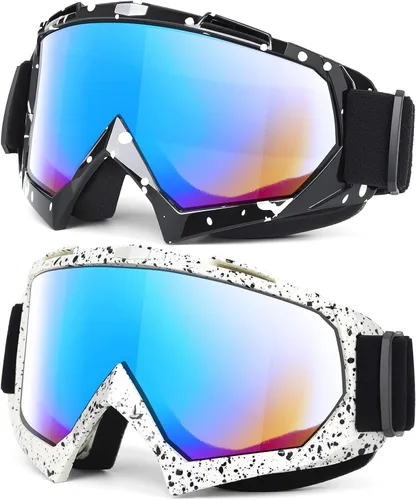 Vista 8 de MAMBAOUT Gafas de motocross para adultos, paquete de 2 gafas de motocicleta ATV para hombres y mujeres, gafas de visión amplia para montar fuera