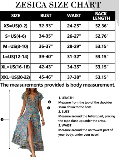 Vista 5 de ZESICA - Vestido para mujer, diseño floral bohemio, cuello en V, manga corta