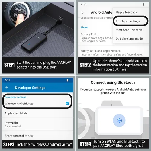 Vista 6 de AACPLAY El adaptador inalámbrico Android Auto para automóvil convierte Android Auto con cable a inalámbrico, Android Auto Dongle inalámbrico