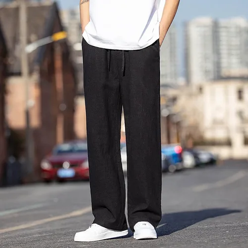 Vista 6 de GIERIDUC Pantalones de vestir a cuadros para hombre, cintura elástica, pantalones de pana para hombre, pantalones blancos de verano, pantalones