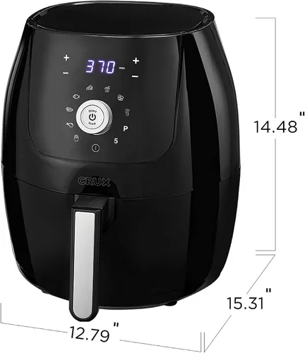 Vista 13 de CRUX Freidora de aire digital de 6 cuartos de galón con sartén antiadherente extraíble apta para lavavajillas y bandeja para crujir, temporizador