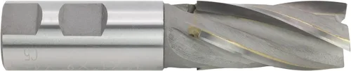 Vista 4 de Fresa de extremo soldada de carburo CME, nariz cuadrada, 1 1/2" diámetro del molino, 2" longitud de corte, 5 5/8" longitud total, 4 flautas, corte