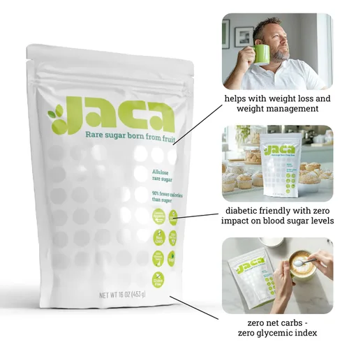 Vista 5 de Jaca Rare Sugar - Edulcorante de alulosa pura Sustituto saludable del azúcar para alimentos y bebidas, apto para ceto, vegano, alternativa sin