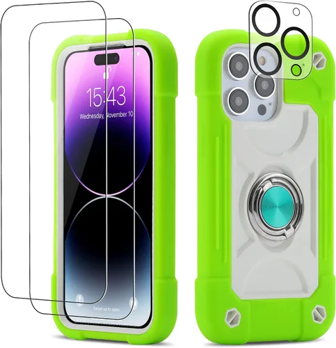 Vista 57 de Funda para iPhone Se3/iPhone Se2, iPhone 6/6S, iPhone 7/iPhone 8 de 4.7 pulgadas con soporte de anillo, con 2 protectores de pantalla resistentes